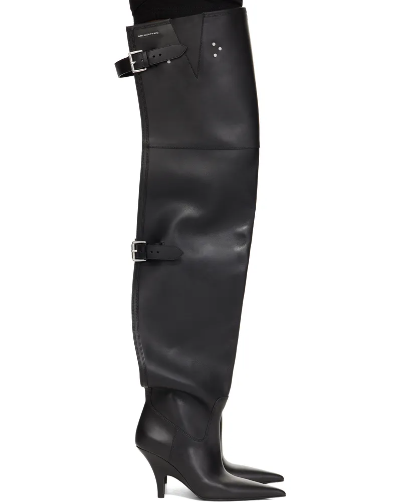 Alexander Wang Black Diablo Open Back Boots Black