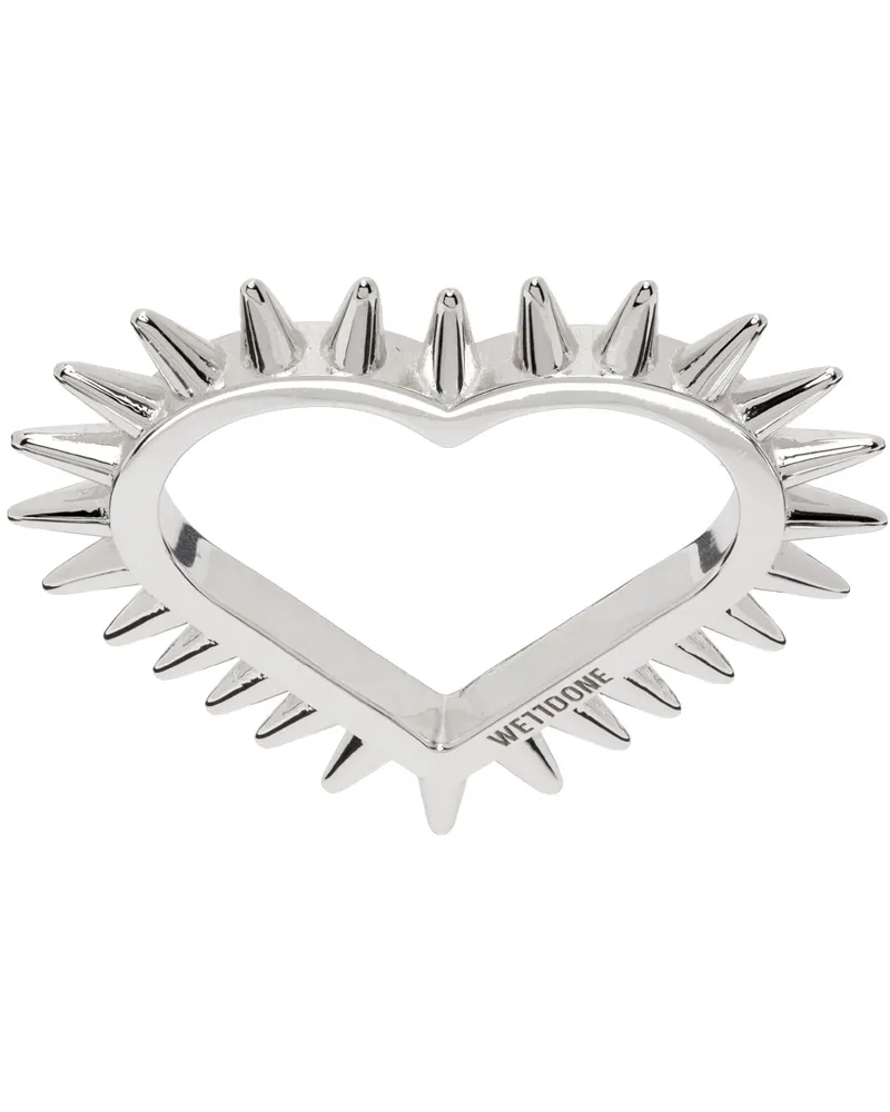 WE 11 DONE Silver Small Spike Heart Ring Silver