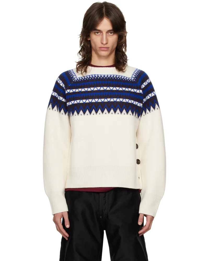 Wales Bonner Off-White Mist Fair Isle Sweater Ivory