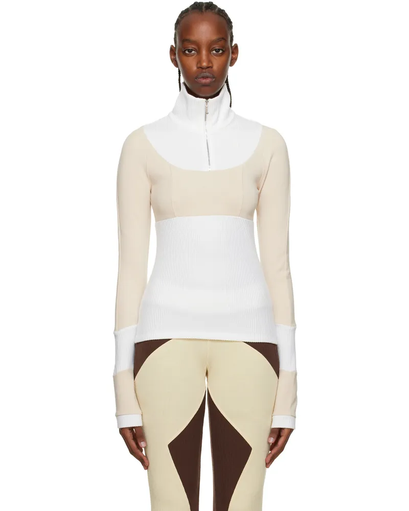 Kijun White & Beige Half-Zip Sweater Beige