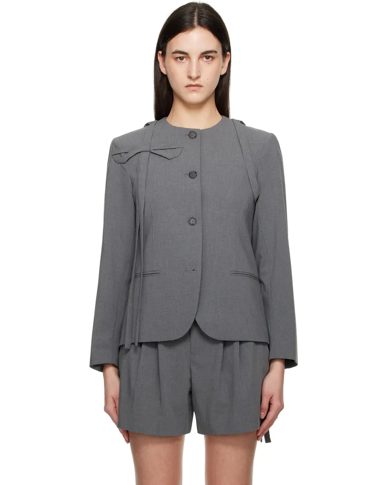 Sandy Liang Gray Kallo Blazer Grey