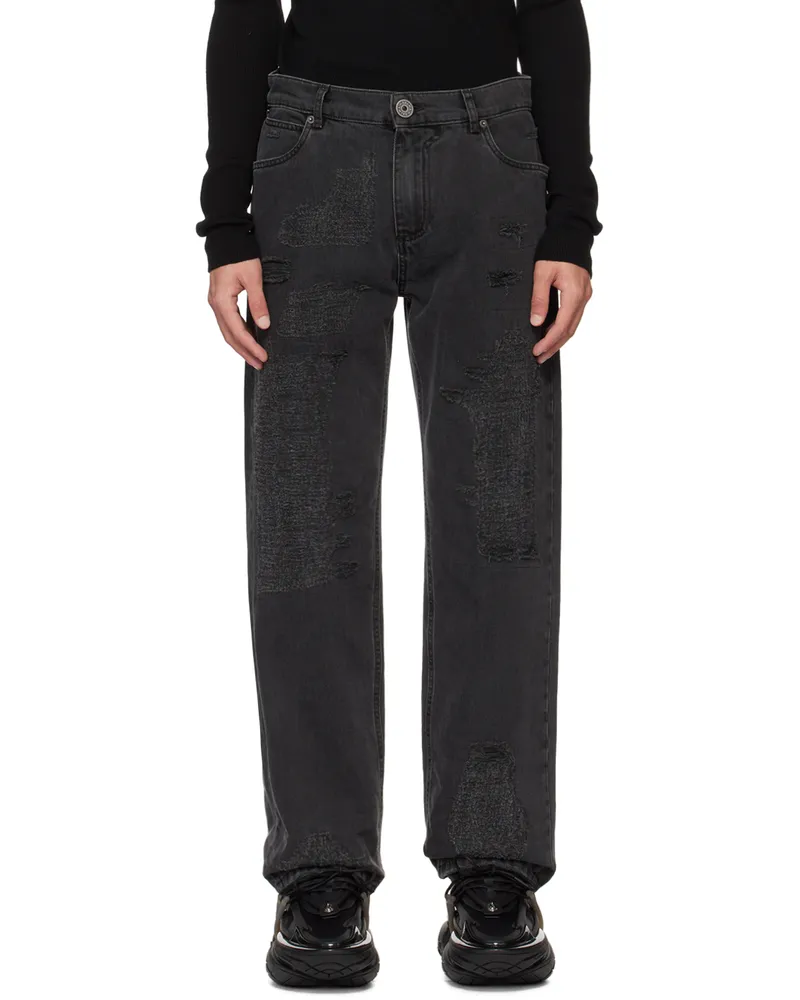 Balmain Black Distressed Jeans 0pc