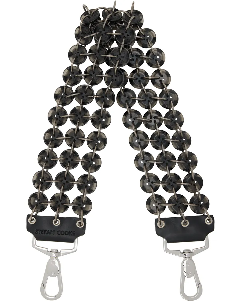 STEFAN COOKE Black Short Button Bag Strap Black