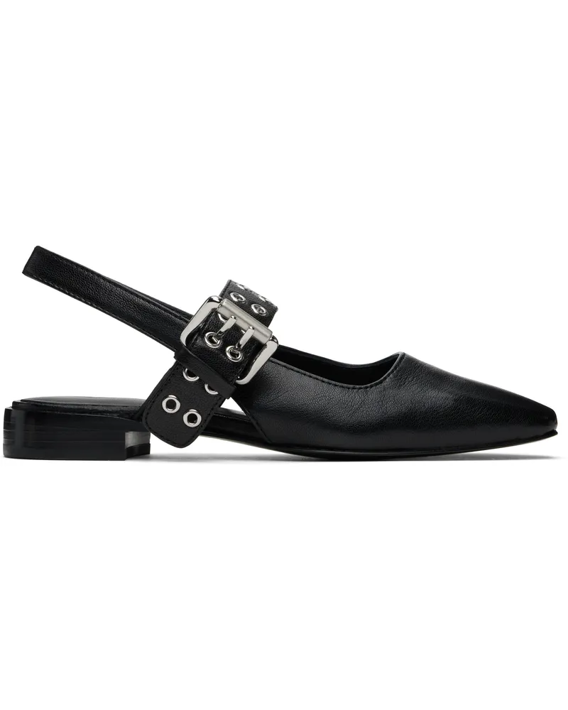 Rag & Bone Black Astra Leather Slingback Slippers Blk