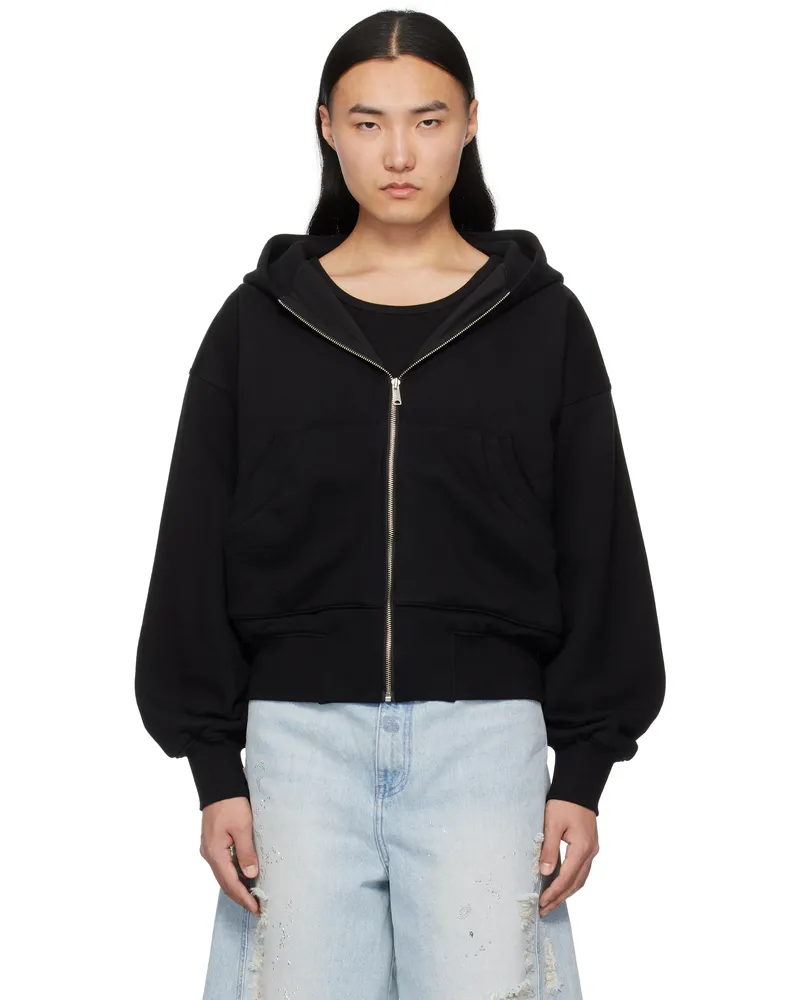 lesugiatelier Black Cut Out Zip Hoodie Black