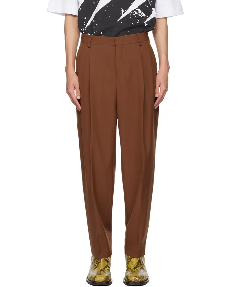 Dries van Noten Brown Creased Trousers 701