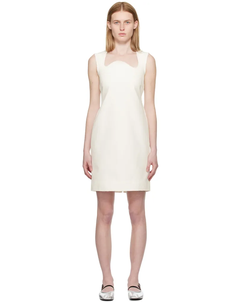RECTO White Signature Curved Neck Minidress Off