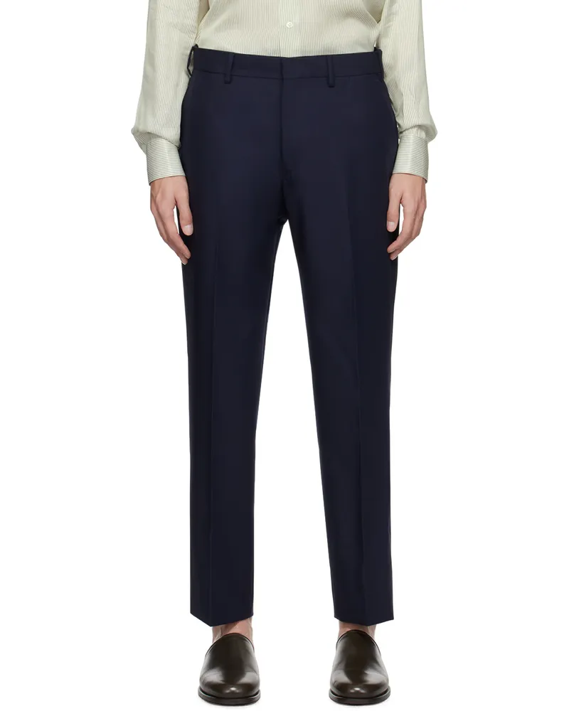 LARDINI Navy Creased Trousers 850