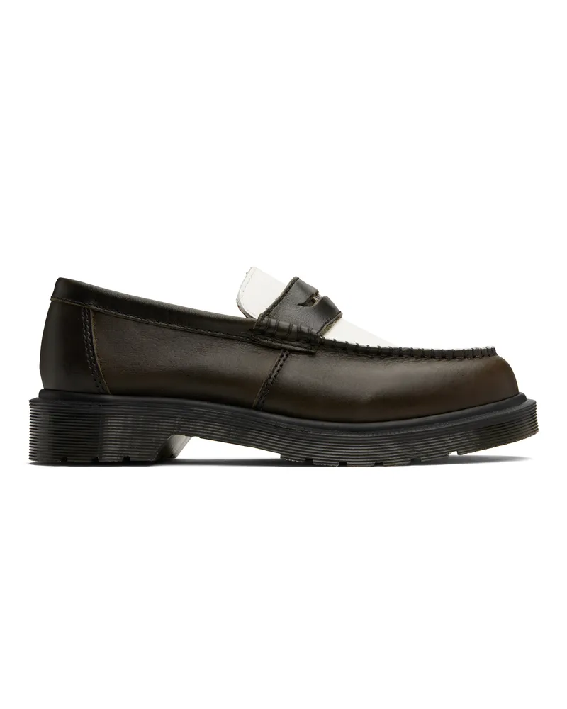 Dr.Martens Brown & White Penton Two-Tone Leather Loafers Olive+white