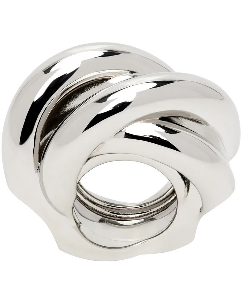 Balenciaga Silver Saturne Ring Shiny