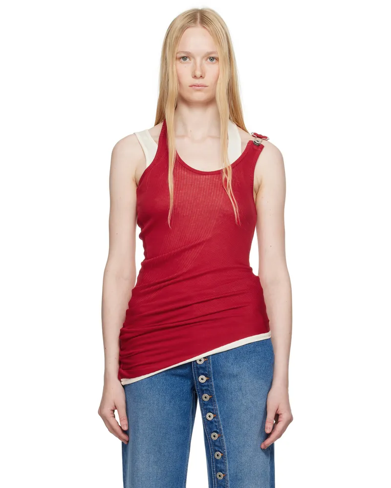 Jean Paul Gaultier Red 'The Draped Double' Tank Top 3003-red