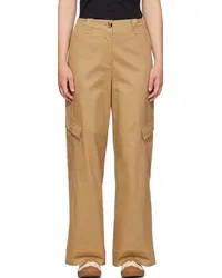 Ganni Tan Straight-Leg Cargo Pants Tiger's