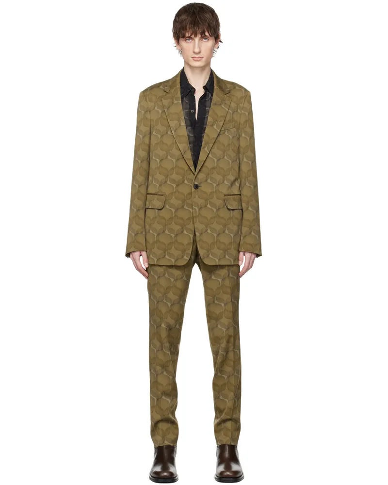 Dries van Noten Khaki Graphic Suit 703