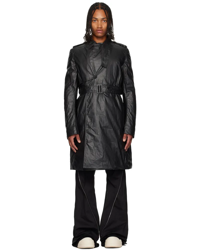Rick Owens Black Concordians Mastrotrench Trench Coat 09