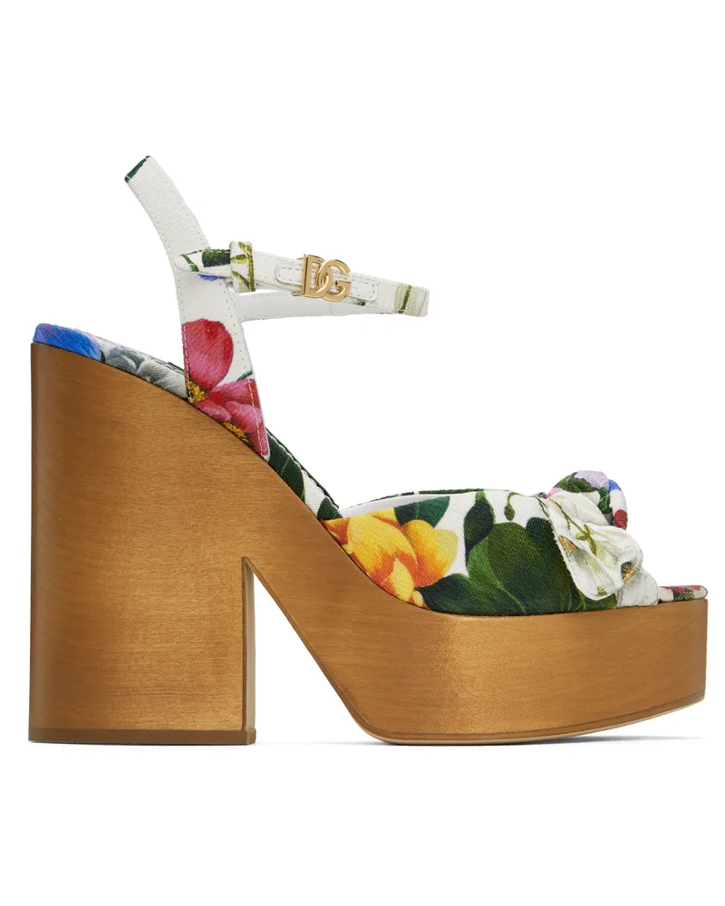 Dolce & Gabbana Multicolor Jacquard Platform Heeled Sandals Ha5kt