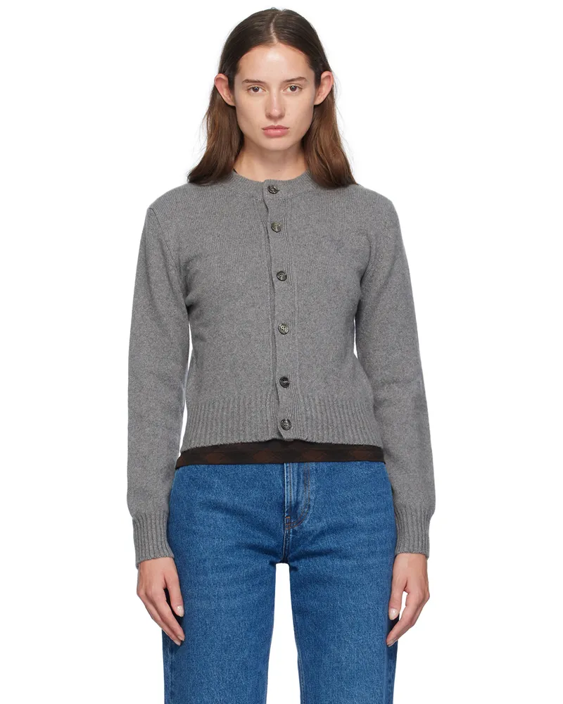 AMI Paris Gray Cashmere Ami de Cœur Cardigan Light