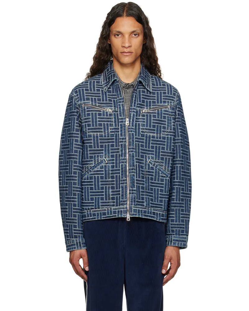 Kenzo Blue Kenzo Paris 'Kenzo Weave' Denim Jacket Dark