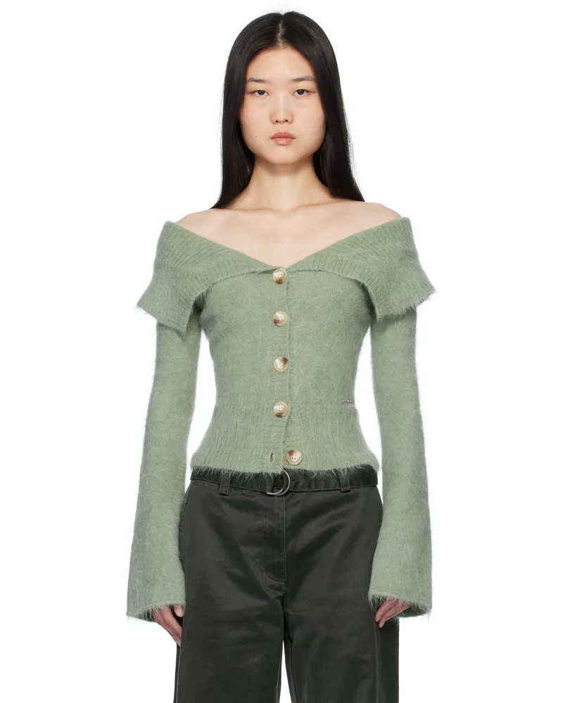 Holzweiler Green Off Shoulder Cardigan 1302