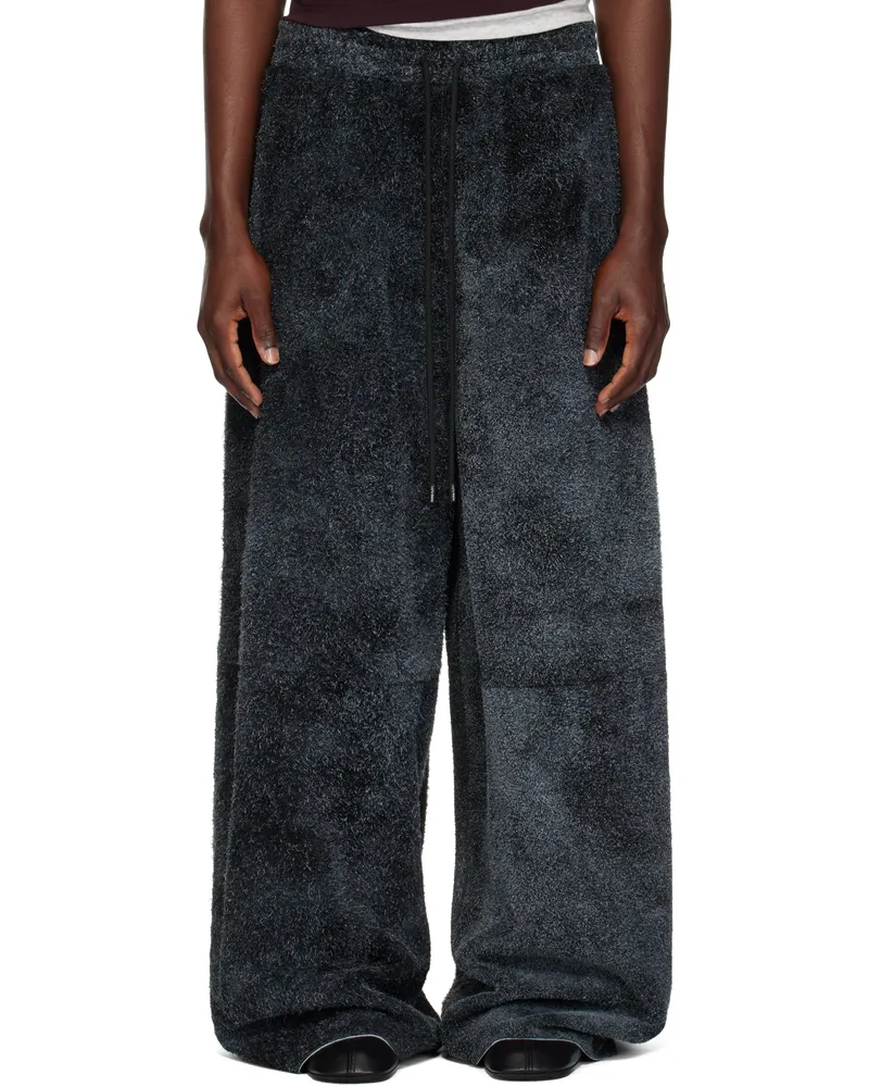 LU'U DAN Gray Raw-Cut Bontans Suede Pants Black