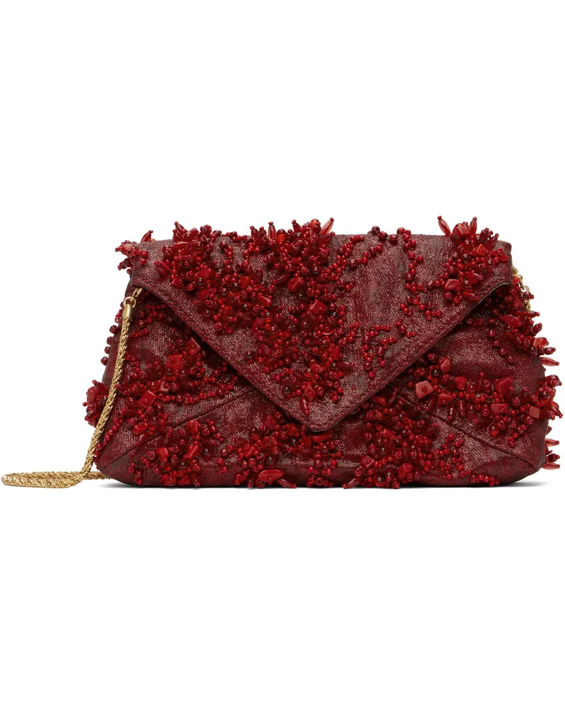 Dries van Noten Red Small Embellished Mattelasse Envelope Bag 352