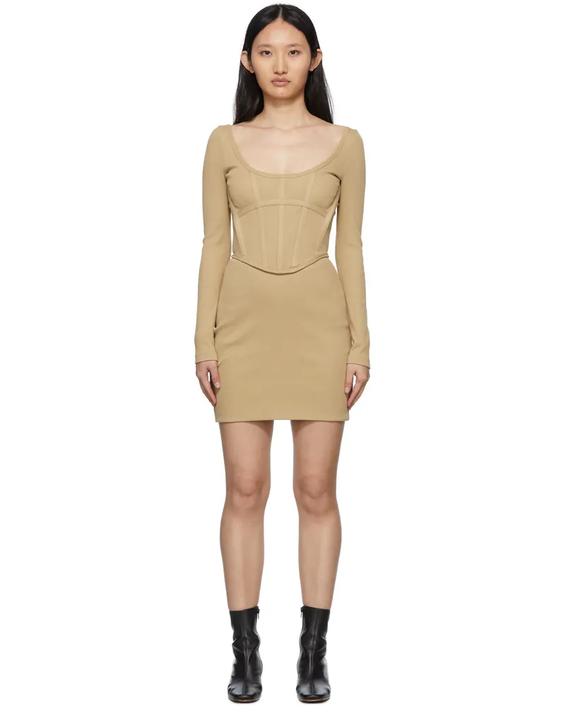 Dion Lee SSENSE Exclusive Tan Rib Corset Mini Dress Sahara