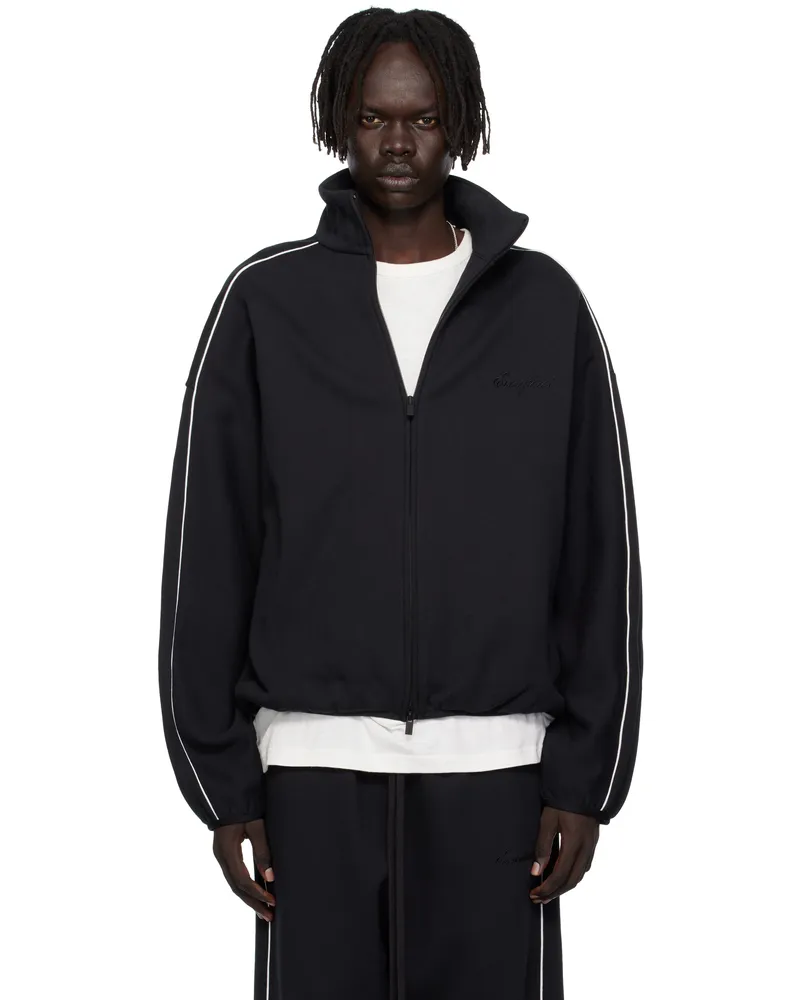 Fear of God Black Modern Fit Fleece Track Jacket Black
