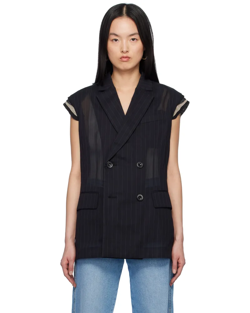 Sacai Black High Twist Voile Vest 001