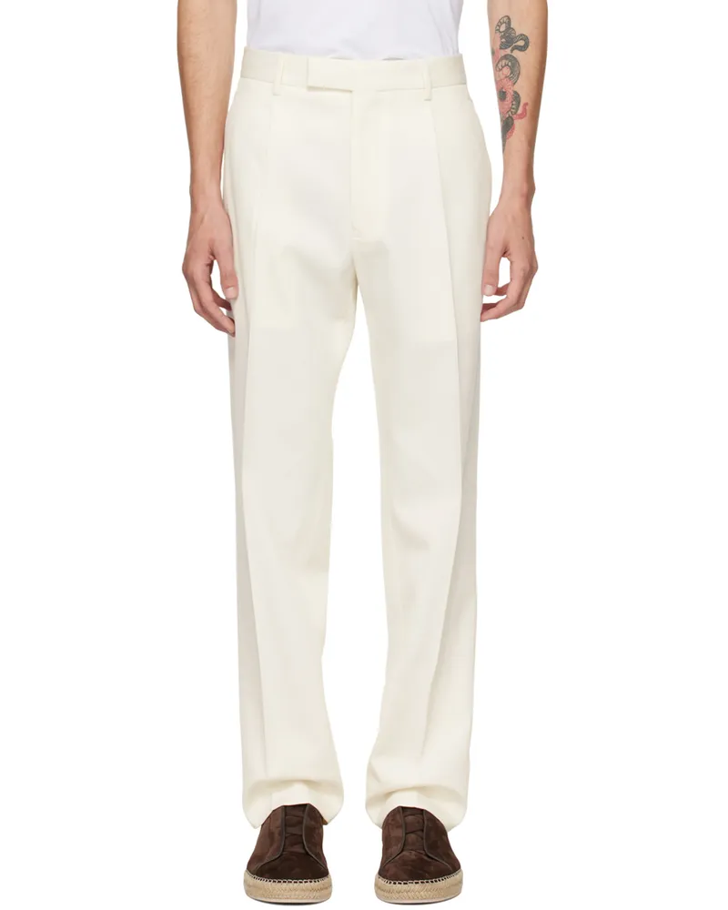 Ermenegildo Zegna Off-White Pleated Trousers N01