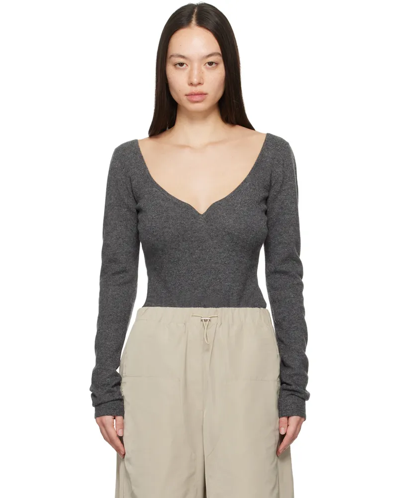Paris Georgia SSENSE Exclusive Gray 'Elemental by Paris Georgia' Heart Bodysuit Charcoal