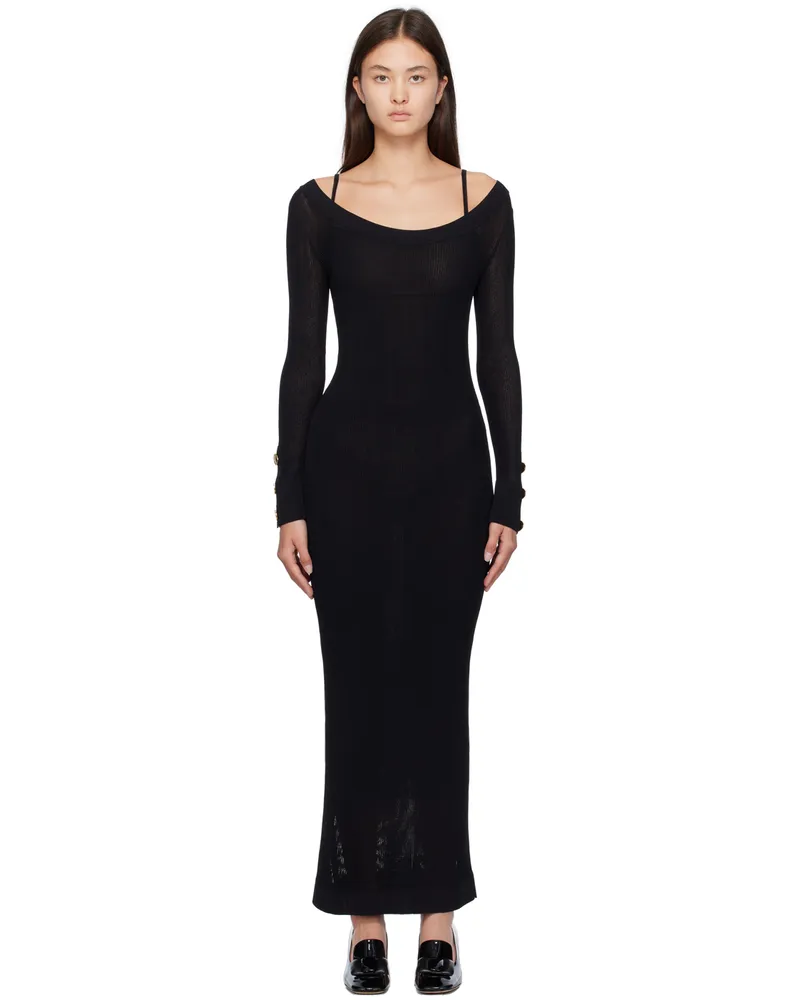 Moschino Black Semi-Sheer Maxi Dress J0555