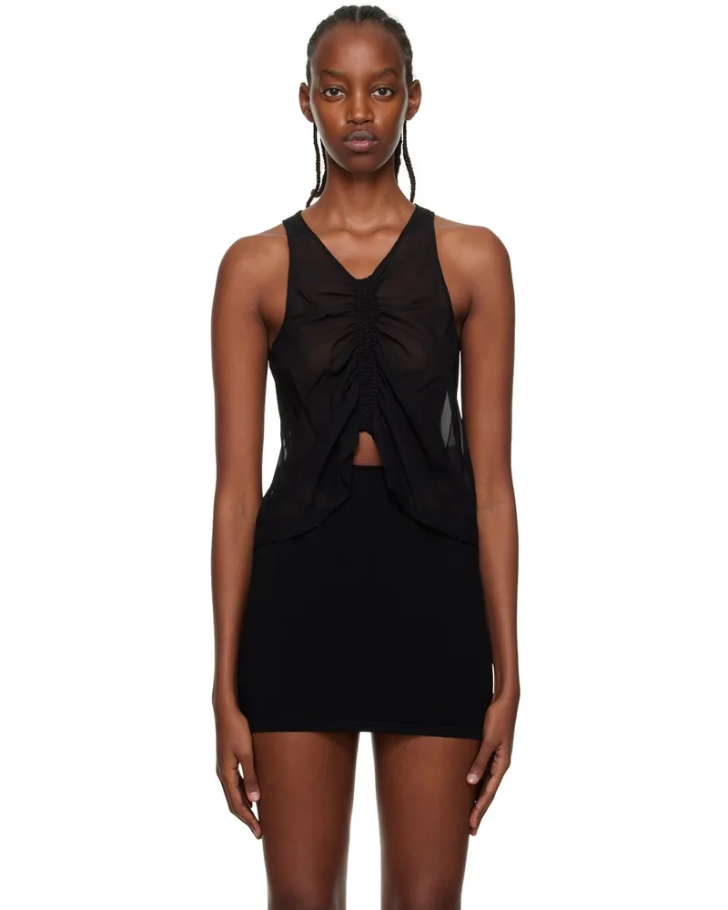 Dion Lee Black Shirred Tank Top Black