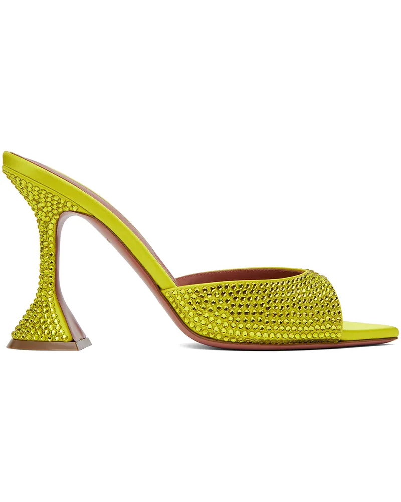 Amina Muaddi Yellow Caroline Crystal Heeled Sandals Citrine