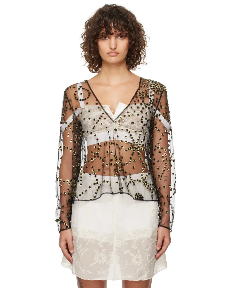BODE Black Sheer Fête Blouse Black