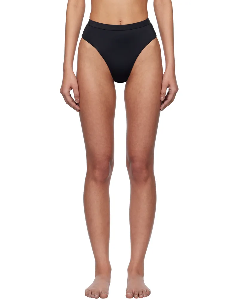 Versace Black Nylon Jersey Bikini Bottom 1b000