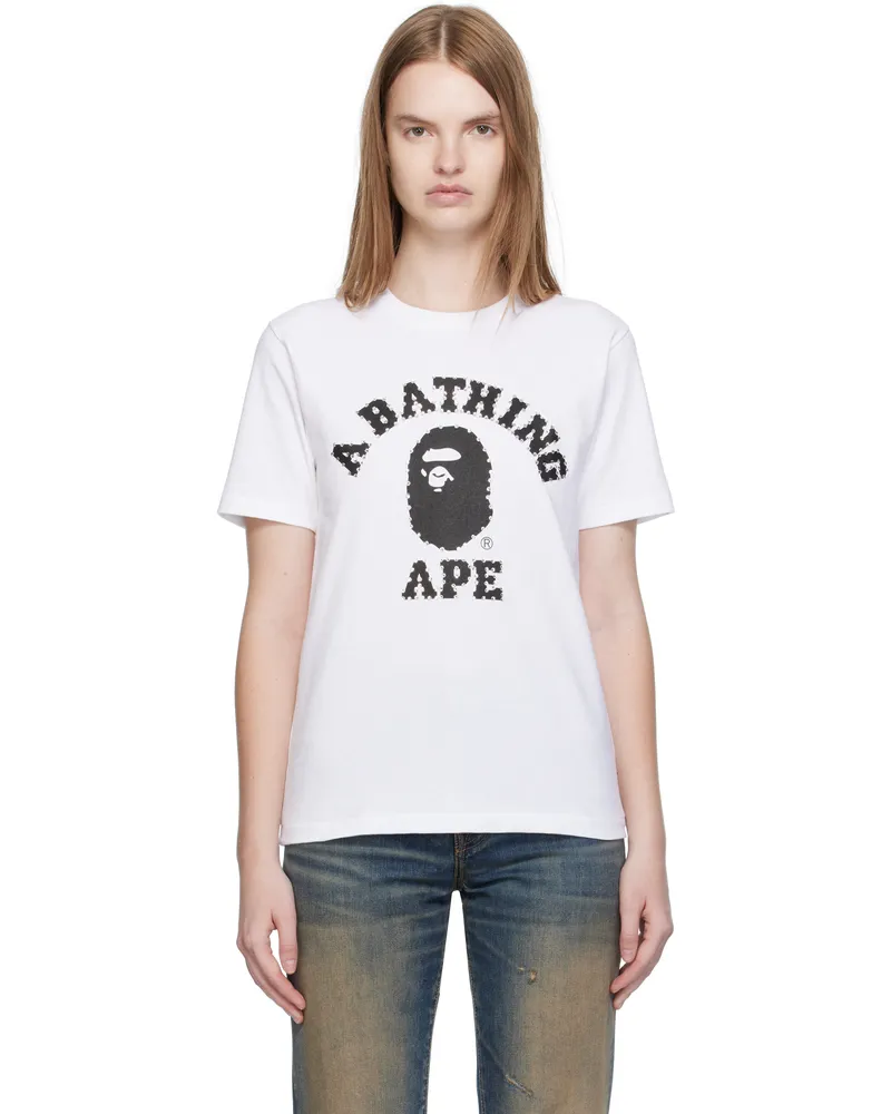 BAPE White Crystal Stone College T-shirt White