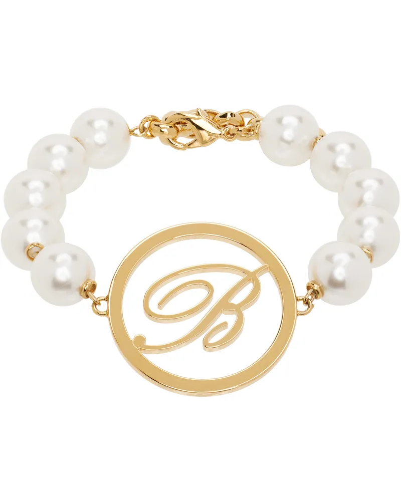 Blumarine White & Gold Faux-Pearl Bracelet A1078