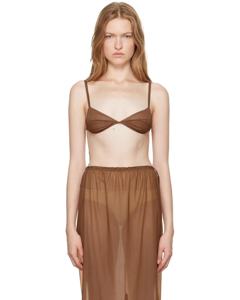 Carven Brown Sheer Bra Stocking