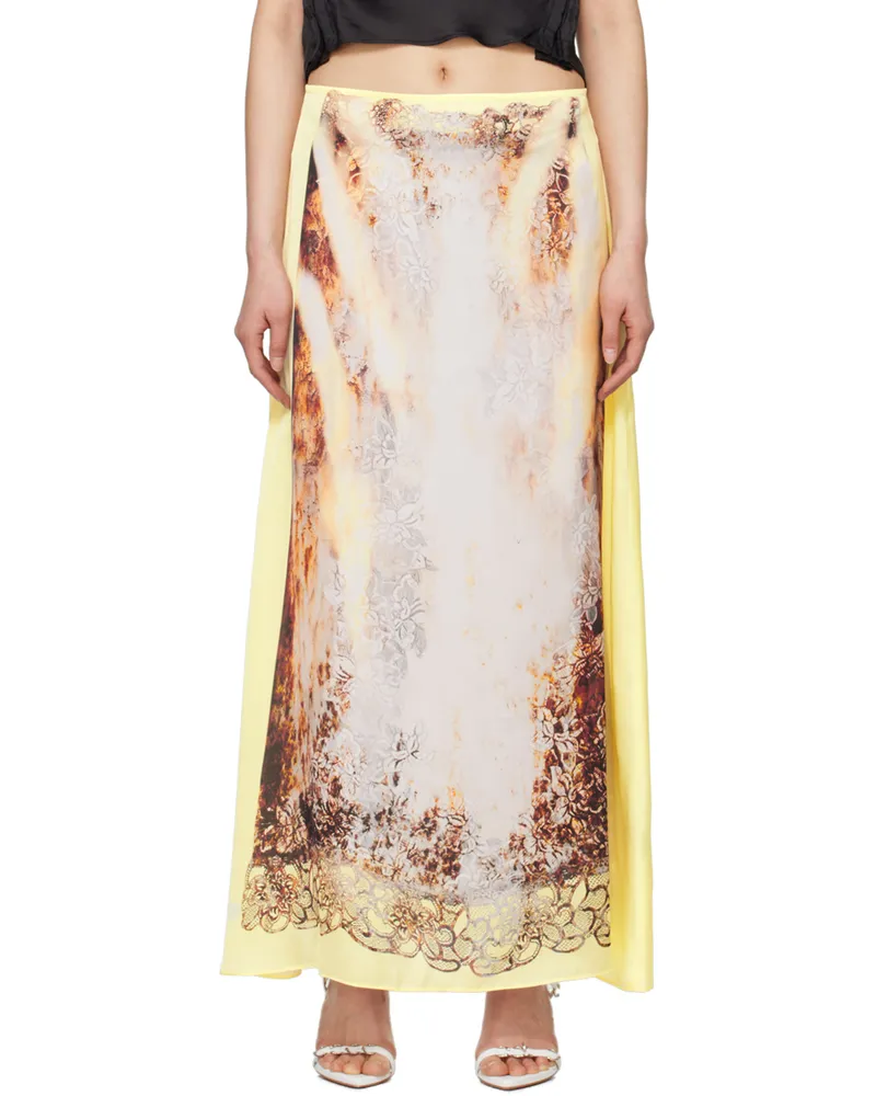 Y/PROJECT Yellow Lace Print Maxi Skirt Yellow