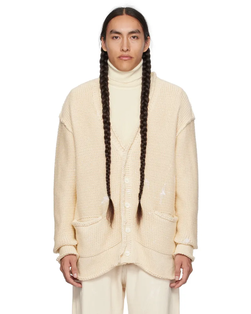 R13 Beige Rolled Edge Cardigan Natural
