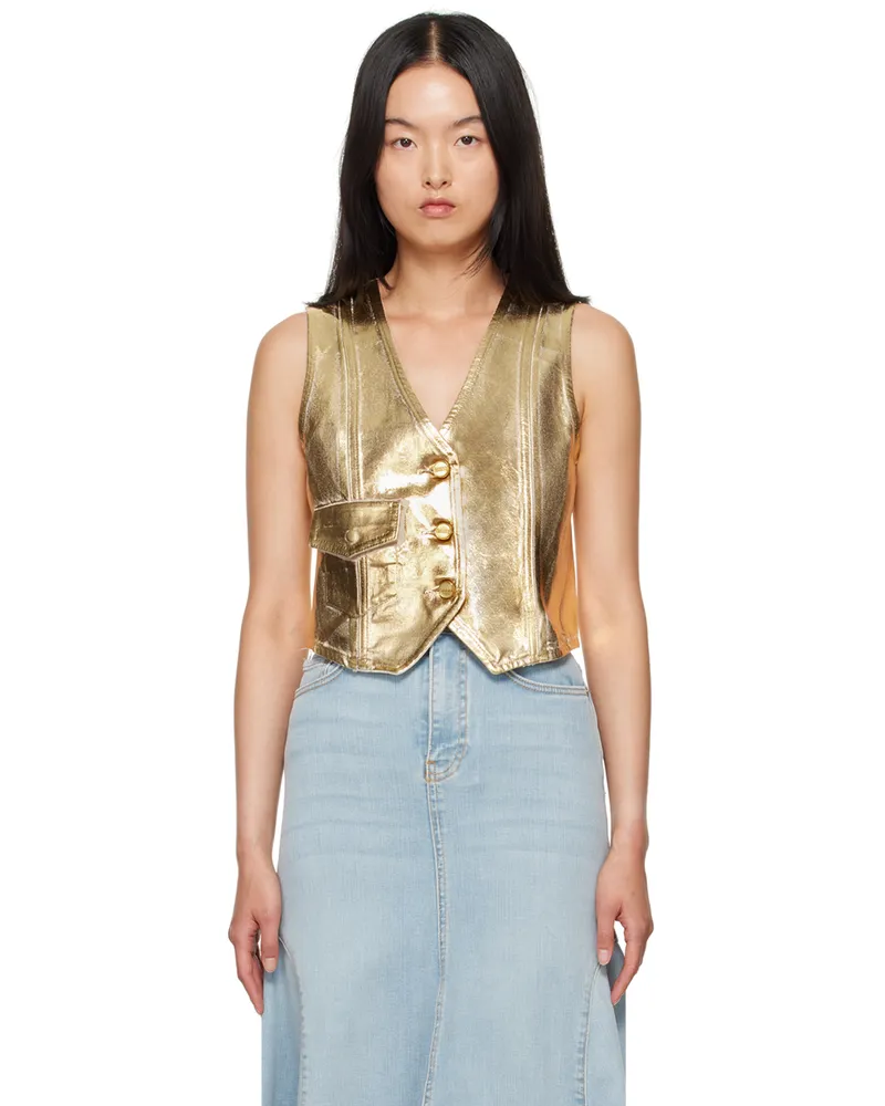 Ganni Gold Foil Denim Vest 135