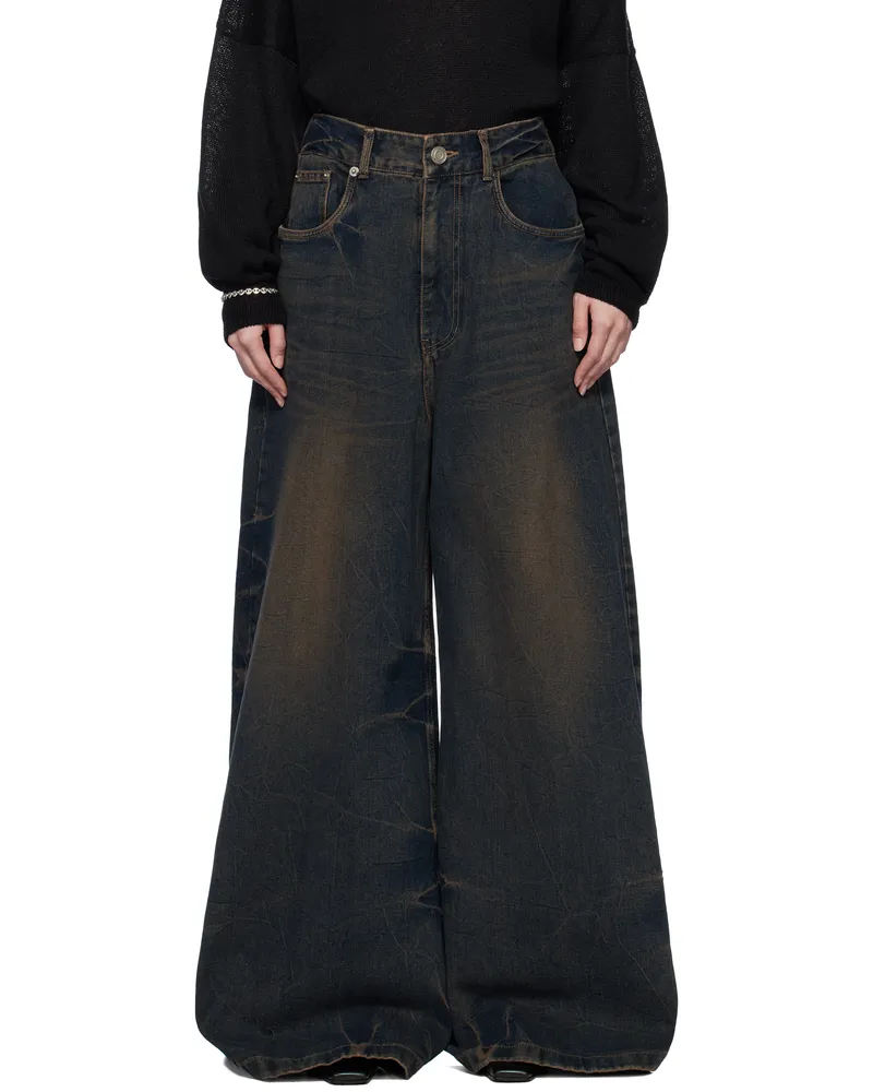 JUUN.J Blue Washed Denim Wide Jeans Grey