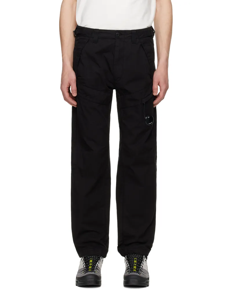 C.P. Company Black Cotton Gabardine Regular Cargo Pants 999