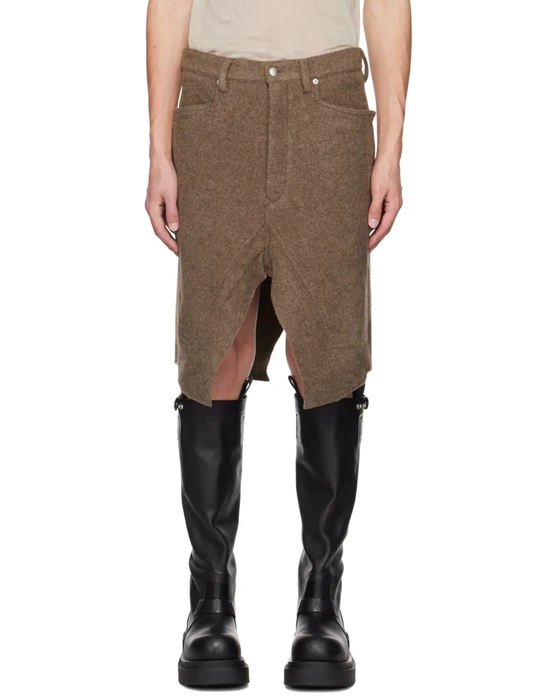 Rick Owens Brown Lodenette Skirt 134