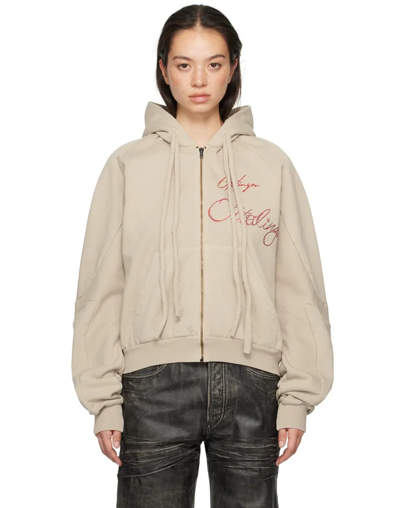 OTTOLINGER Beige Oversized Zip Hoodie Sand