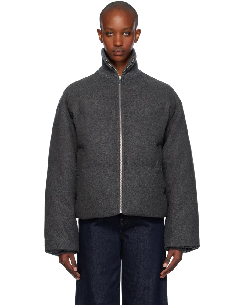 Totême Gray Flannel Puffer Down Jacket Grey