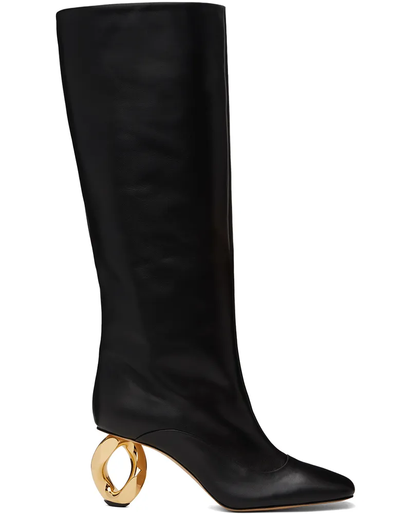 J.W.Anderson Black Chain Heel Tall Boots 001-black
