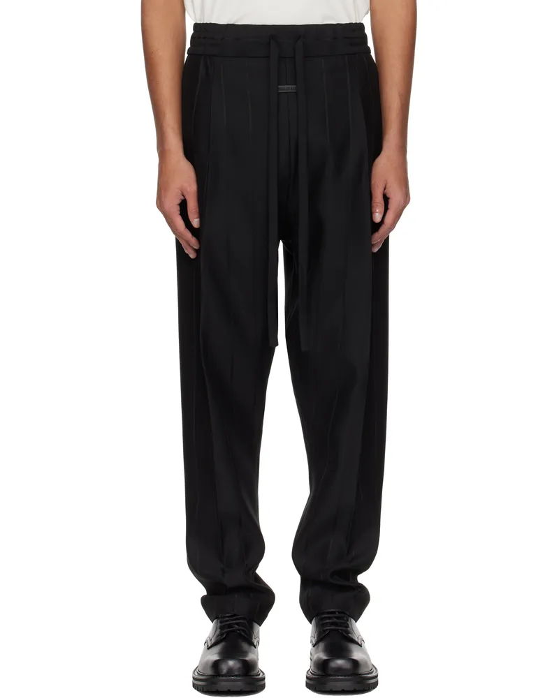 Fear of God Black Pinstripe Drawstring Eternal Trousers Black