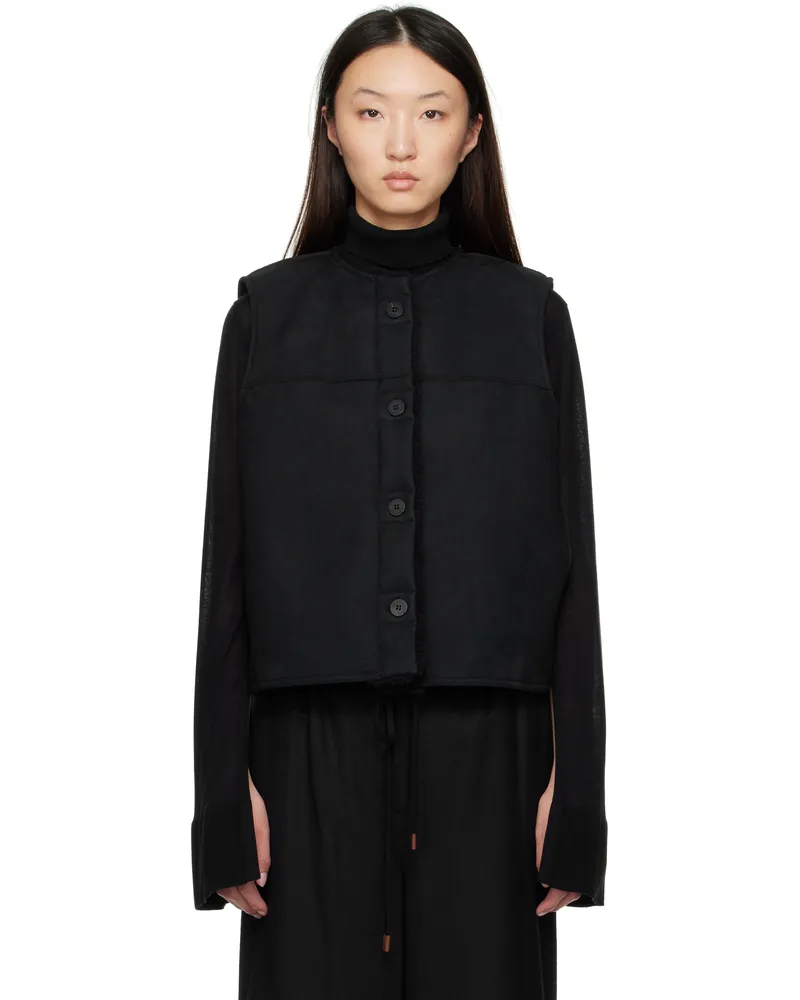 LE 17 SEPTEMBRE Black Faux-Shearling Reversible Vest Black