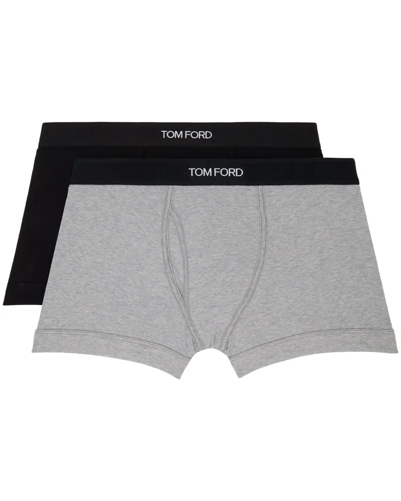 Tom Ford Two-Pack Black & Gray Boxers Black