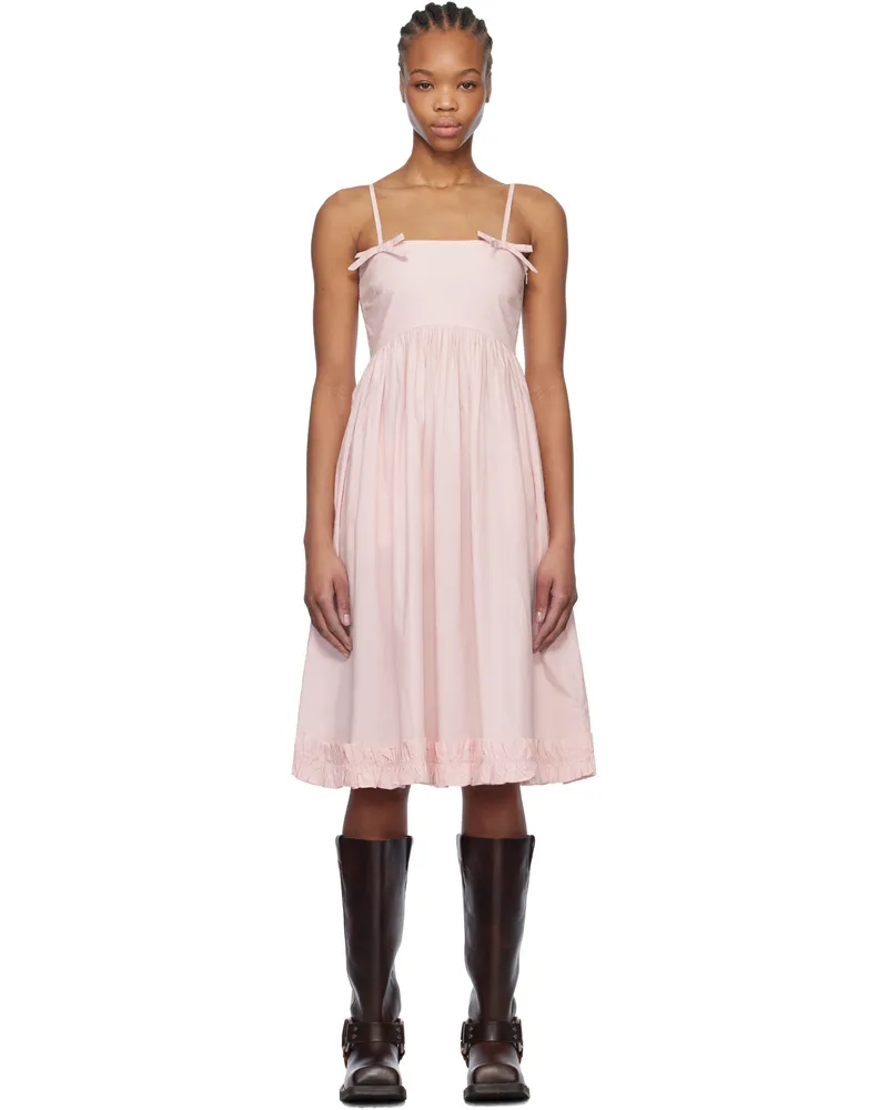 Ganni Pink Cotton Poplin Strap Midi Dress 868